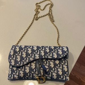 Blue Dior Saddle Wallet